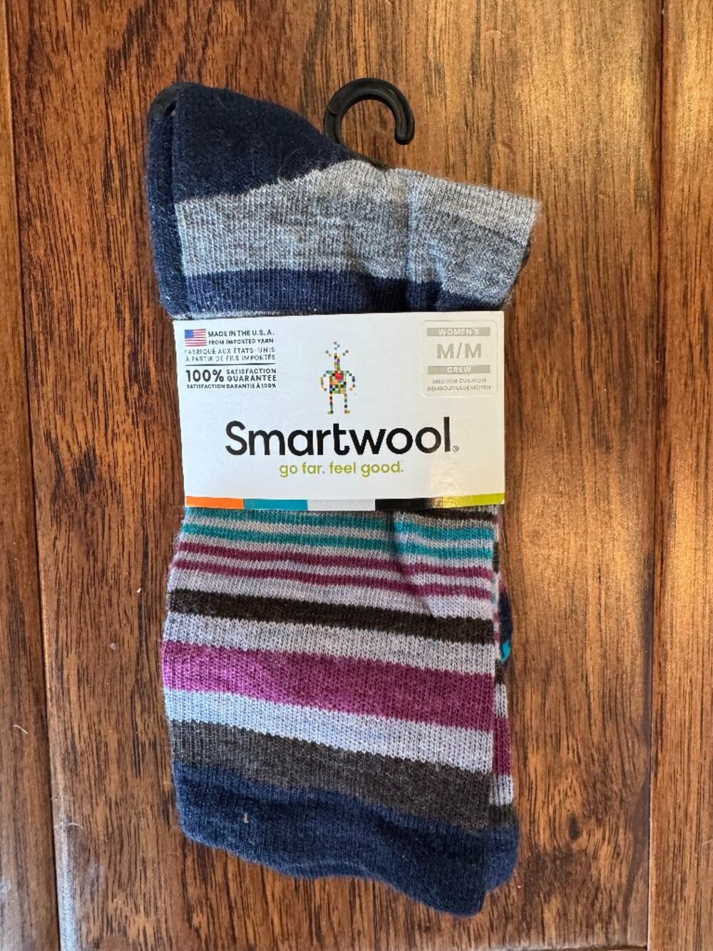 Smartwool L137843 Women's Everyday Jovian Stripe Crew Socks in Deep Navy Size M